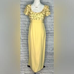 Vintage yellow and gold Alyce Designs gown size 8
